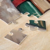 Adorable Bernedoodle Dog Cozy Knitted Santa Hat ジグソーパズル (側面)