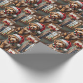 Adorable Bernedoodle Dog Cozy Knitted Santa Hat ラッピングペーパー (角)