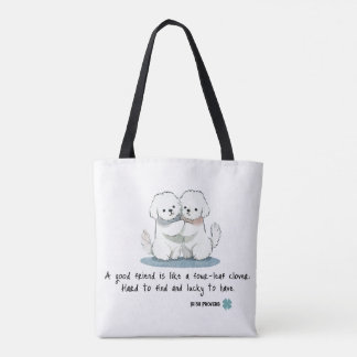 Adorable Bichon Friends with a Quote トートバッグ