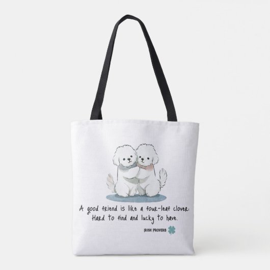 Adorable Bichon Friends with a Quote トートバッグ (裏面)