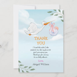 Adorable Birds Baby Shower Thank You cards  サンキューカード