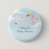 Adorable Birds Carrying Girls Baby Shower Gift  缶バッジ (正面)