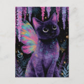 Adorable Black and Purple Cat Fairy ポストカード (正面)