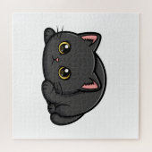 Adorable Black Cat Cute Illustration ジグソーパズル (横)
