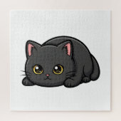 Adorable Black Cat Cute Illustration ジグソーパズル (縦)
