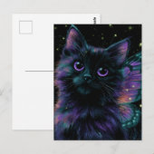 Adorable Black Cat Fairy ポストカード (正面/裏面)