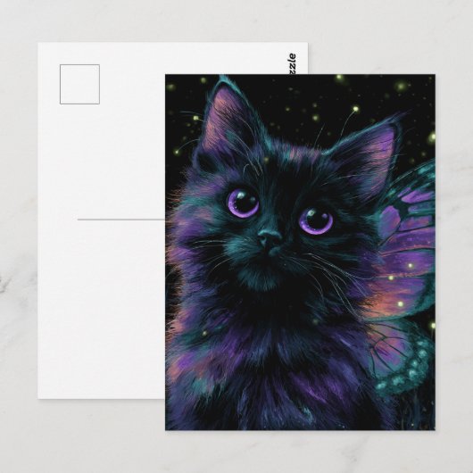 Adorable Black Cat Fairy ポストカード (正面/裏面)