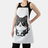 Adorable Black White Kawaii Kitten エプロン (インサイチュ)