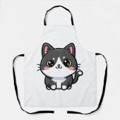 Adorable Black White Kawaii Kitten エプロン (正面)