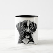 Adorable Black & White Puppy Mug - Perfect Gift ツートーンマグカップ (中央)