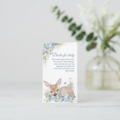 Adorable Blue and Beige Floral Deer Baby Shower エンクロージャーカード (スタンド正面)