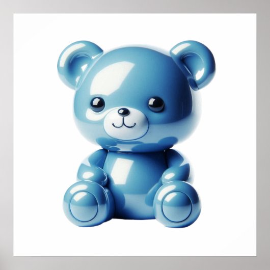 Adorable Blue Bear Doll Wall Art Poster for Soft C ポスター (正面)