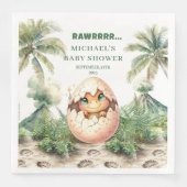 Adorable Blue Dino Baby Shower Hatching Soon Name  (正面)
