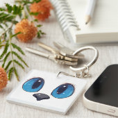 Adorable Blue Eyes Cat Face Cute Kawaii Cat Design キーホルダー (正面右)