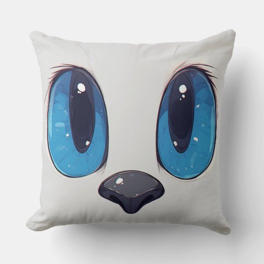Adorable Blue Eyes Cat Face Cute Kawaii Cat Design クッション (正面)