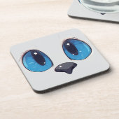 Adorable Blue Eyes Cat Face Cute Kawaii Cat Design コースター (左側)