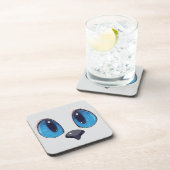 Adorable Blue Eyes Cat Face Cute Kawaii Cat Design コースター (右側)