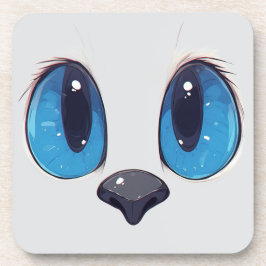 Adorable Blue Eyes Cat Face Cute Kawaii Cat Design コースター