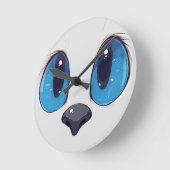 Adorable Blue Eyes Cat Face Cute Kawaii Cat Design ラウンド壁時計 (傾斜)