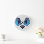 Adorable Blue Eyes Cat Face Cute Kawaii Cat Design ラウンド壁時計 (ホーム)