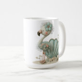 ADORABLE BLUE FLAMINGO ON THE BEACH WITH SUNCASTLE コーヒーマグカップ (正面右)