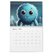 Adorable Blue Fluffy Creature カレンダー (2月 2026)