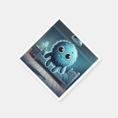 Adorable Blue Fluffy Creature スタンダードカクテルナプキン (角)