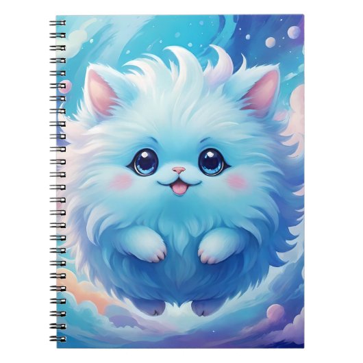 Adorable blue fluffy creature ノートブック (正面)
