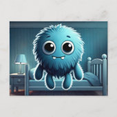 Adorable Blue Fluffy Creature ポストカード (正面)