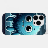 Adorable Blue Fluffy Creature Case-Mate iPhoneケース (裏面 (横))
