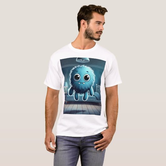 Adorable Blue Fluffy Creature Tシャツ (正面フル)