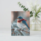 Adorable Bluebird in a Scarf  シーズンポストカード (スタンド正面)