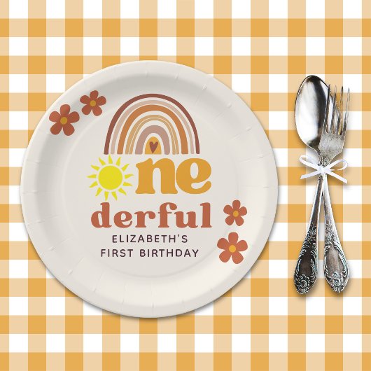 Adorable Boho-Inspired One Year Party ペーパープレート