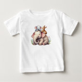 Adorable Boho Shirt for Babies | Elephant & Bunny  ベビーTシャツ (正面)