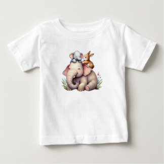 Adorable Boho Shirt for Babies | Elephant & Bunny  ベビーTシャツ
