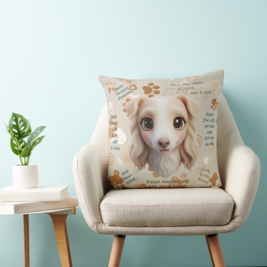 Adorable Borzoi Face Cushion Throw Pillow クッション (椅子)