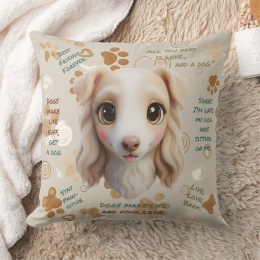 Adorable Borzoi Face Cushion Throw Pillow クッション (ブランケット)
