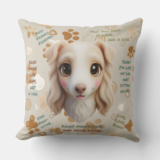 Adorable Borzoi Face Cushion Throw Pillow クッション