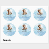 Adorable Boy Shower Teddy Pilot Airplane Sticker ラウンドシール (シート)
