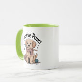 Adorable Brown Dog Artist Yarn Brush Creative Paws マグカップ (正面左)