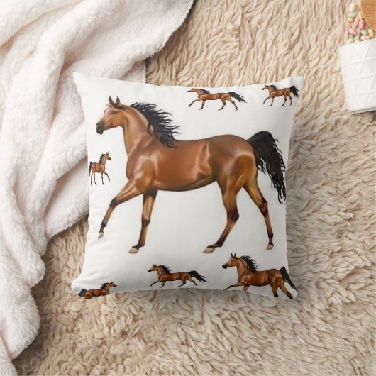 Adorable Brown Shinny Horse Throw Pillow  クッション (ブランケット)