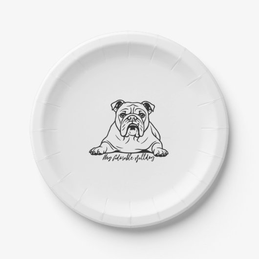 Adorable Bulldog ペーパープレート (正面)