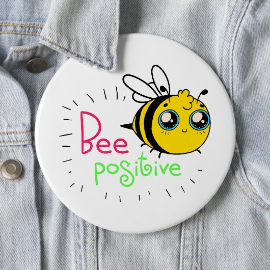 Adorable Bumble Bee Be Positive Motivational 缶バッジ (インサイチュ)