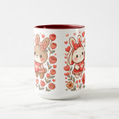 Adorable Bunny Couple Love Mug マグカップ (中央)