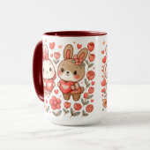 Adorable Bunny Couple Love Mug マグカップ (正面左)