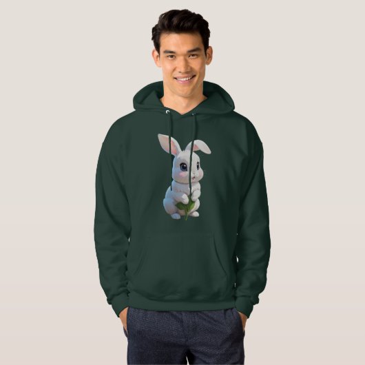 Adorable Bunny Hoodie Cute White Rabbit Design パーカ (正面フル)