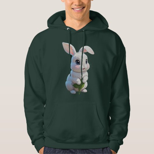 Adorable Bunny Hoodie Cute White Rabbit Design パーカ (正面)