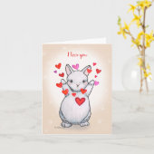 Adorable Bunny Rabbit Hug Customizable Text Love カード (黄色い花)