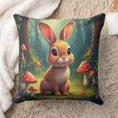 Adorable Bunny Rabbit in Enchanted Forest クッション (ブランケット)