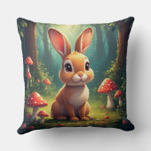 Adorable Bunny Rabbit in Enchanted Forest クッション (裏面)